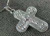 .07CT DIAMOND 14KT WHITE GOLD 3D SOLITAIRE MATTE AND SHINY CROSS PENDANT #27013