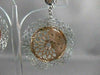 ESTATE LARGE 14K WHITE ROSE GOLD HANGING FLOWER FILIGREE HOOP EARRINGS 43M #2680
