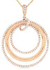 LARGE .47CT DIAMOND 14KT ROSE GOLD 3D MULTI CIRCULAR LOVE KNOT FLOATING PENDANT