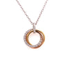ESTATE .60CT DIAMOND 18KT TRI COLOR GOLD ROUND TRINITY CIRCULAR FLOATING PENDANT