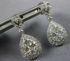 ESTATE 0.87CT DIAMOND 18KT WHITE GOLD CLASSIC CLUSTER TEAR DROP HANGING EARRINGS