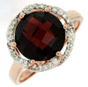 ESTATE 4.66CT DIAMOND & AAA GARNET 14KT ROSE GOLD 3D ROUND FLORAL FUN RING