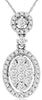 ESTATE .42CT DIAMOND 14KT WHITE GOLD 3D ROUND CLUSTER OVAL HALO FLOATING PENDANT