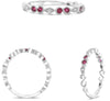 ESTATE .19CT DIAMOND & AAA RUBY 14K WHITE GOLD 3D CLASSIC INFINITY LEAF FUN RING