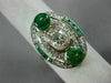 ANTIQUE LARGE 2.25CT OLD MINE DIAMOND & AAA EMERALD 18K 2 TONE GOLD 3 STONE RING