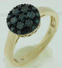 ESTATE .52CT BLUE DIAMOND 14KT YELLOW GOLD 3D CLUSTER FLOWER FILIGREE LOVE RING