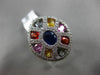 ESTATE LARGE 3.56CT DIAMOND & MULTI COLOR SAPPHIRE 18KT GOLD FILIGREE OVAL RING