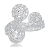 ESTATE WIDE 1.3CT DIAMOND 14KT WHITE GOLD 3 MULTI CIRCULAR CRISS CROSS FUN RING