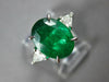 LARGE 3.06CT DIAMOND & AAA EMERALD 18KT WHITE GOLD OVAL 3 STONE ENGAGEMENT RING