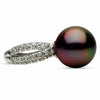 ESTATE .80CT DIAMOND & AAA TAHITIAN PEARL 14KT WHITE GOLD 3D PAVE INFINITY RING