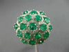 ESTATE LARGE 4.04CT DIAMOND & AAA EMERALD 18K WHITE GOLD 3D FLOWER FILIGREE RING