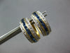 WIDE 1.19CT DIAMOND & AAA SAPPHIRE 18KT YELLOW GOLD 3D HUGGIE HANGING EARRINGS
