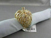 ANTIQUE WIDE  1.60CT DIAMOND 18KT YELLOW GOLD 3D OPEN FILIGREE FLOWER LEAF RING