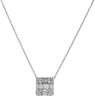 ESTATE 1.47CT DIAMOND 18KT WHITE GOLD 3D ROUND & BAGUETTE SQUARE LOVE NECKLACE