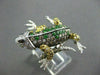 ESTATE 3.03CT FANCY MULTI COLOR DIAMONDS & AAA EMERALD 14KT WHITE GOLD FROG RING
