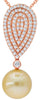 .50CT DIAMOND & AAA GOLDEN SOUTH SEA PEARL 14KT ROSE GOLD LOVE FLOATING PENDANT