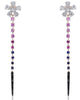 1.37CT WHITE & BLACK DIAMOND & MULTI COLOR SAPPHIRE 14KT ROSE GOLD FUN EARRINGS