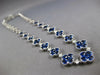 LARGE 22.02CT DIAMOND & AAA SAPPHIRE 18KT WHITE GOLD 4 LEAF CLOVER LOVE NECKLACE