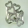 ESTATE LARGE .32CT DIAMOND 14KT WHITE GOLD 3D MULTI OPEN HEART FUN LOVE RING