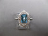 LARGE 2.11CT DIAMOND & AAA BLUE TOPAZ 14KT WHITE GOLD EMERALD CUT FILIGREE RING
