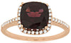 2.78CT DIAMOND & AAA RHODOLITE 14KT ROSE GOLD CUSHION HALO FRIENDSHIP LOVE RING