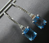 ESTATE 4.23CT DIAMOND & AAA BLUE TOPAZ 14K WHITE GOLD LEVERBACK HANGING EARRINGS