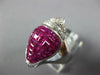 LARGE 8.08CT DIAMOND & AAA RUBY 18K WHITE GOLD ROUND & PRINCESS POMEGRANATE RING