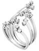 ESTATE LARGE .50CT DIAMOND 18KT WHITE GOLD 3D MULTI FLOWER CRISS CROSS LOVE RING