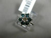 ESTATE .68CT WHITE & BLUE DIAMONDS 14KT WHITE GOLD 3D FLOWER SOLITAIRE LOVE RING