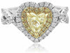 ESTATE 1.77CT WHITE & FANCY YELLOW DIAMOND 18KT 2 TONE GOLD HALO ENGAGEMENT RING
