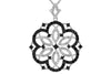 ESTATE 1.90CT WHITE & BLACK DIAMOND 14KT WHITE GOLD OPEN FILIGREE FLOWER PENDANT
