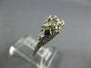 ANTIQUE .15CT OLD MINE DIAMOND & AAA SAPPHIRE 14KT WHITE GOLD 3D ART DECO RING