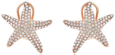 ESTATE LARGE 1.05CT DIAMOND 14KT ROSE GOLD 3D STARFISH CLIP ON EARRINGS
