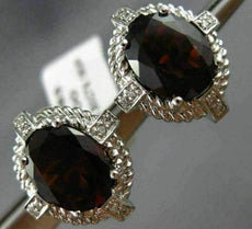 ESTATE 6.30CT DIAMOND & AAA GARNET 14K WHITE GOLD OVAL FILIGREE CLIP ON EARRINGS