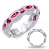 WIDE 1.12CT DIAMOND & AAA RUBY 14K WHITE GOLD FILIGREE MILGRAIN ANNIVERSARY RING