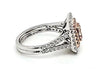 1.87CT WHITE & PINK DIAMOND 18K WHITE & ROSE GOLD 3D CUSHION & ROUND SQUARE RING