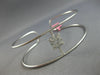 WIDE .57CT DIAMOND 18K WHITE GOLD ROUND & BAGUETTE FLEXIBLE CUFF BANGLE BRACELET