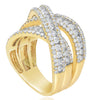 LARGE 2.63CT DIAMOND 14KT YELLOW GOLD MULTI ROW CRISS CROSS INFINITY LOVE RING