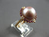 LARGE .59CT DIAMOND & AAA RHODOLITE & PINK SOUTH SEA PEARL 18K ROSE GOLD 3D RING