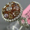 ESTATE LARGE 1.69CT MULTI COLOR DIAMOND 18KT WHITE ROSE GOLD FILIGREE ROUND RING