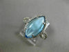 WIDE 4.66CT DIAMOND & AAA MARQUISE SHAPE BLUE TOPAZ 14K WHITE GOLD CABACHON RING