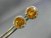 ESTATE 1.51CT DIAMOND & YELLOW SAPPHIRE 14KT WHITE GOLD ROUND HALO STUD EARRINGS