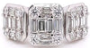 WIDE 1.89CT DIAMOND 18KT WHITE GOLD 3D ROUND & BAGUETTE SQUARE ANNIVERSARY RING