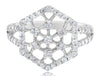 .55CT DIAMOND 14KT WHITE GOLD 3D OPEN FILIGREE FLOWER SNOWFLAKE OCTAGON FUN RING