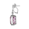 LARGE 44.02CT DIAMOND & AAA KUNZITE 18KT WHITE GOLD CUSHION & ROUND FUN EARRINGS