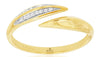 ESTATE .05CT DIAMOND 14KT YELLOW GOLD 3D DOUBLE LEAF CRISS CROSS FUN RING