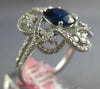 2.92CT DIAMOND & AAA SAPPHIRE 18KT WHITE GOLD 3D OVAL & ROUND FLOWER LOVE RING