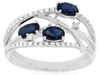 .97CT DIAMOND & AAA SAPPHIRE 14KT WHITE GOLD 3D OVAL & ROUND CRISS CROSS RING