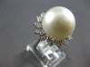 EXTRA LARGE .98CT DIAMOND & AAA SOUTH SEA PEARL 18KT WHITE GOLD FLORAL LOVE RING