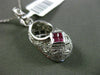 ESTATE .57CT DIAMOND & RUBY 14KT WHITE GOLD FILIGREE MILGRAIN BABY SHOE PENDANT